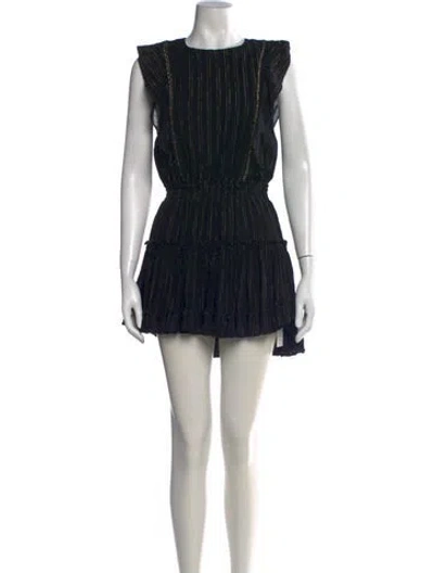 Pre-owned Misa Striped Mini Dress In Black/gold