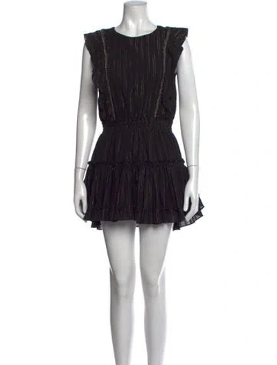 Pre-owned Misa Striped Mini Dress In Black/gold
