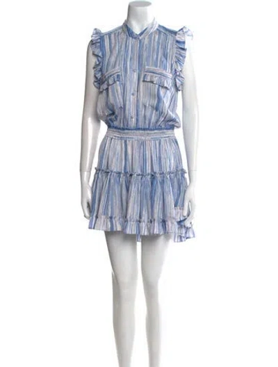 Pre-owned Misa Striped Mini Dress In Blue