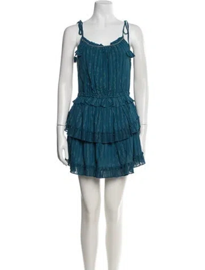 Pre-owned Misa Striped Mini Dress In Blue
