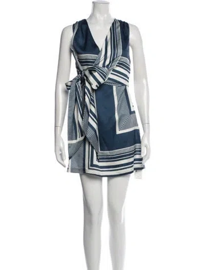 Pre-owned Misa Striped Mini Dress In Blue