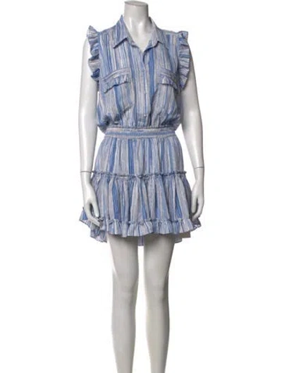 Pre-owned Misa Striped Mini Dress In Blue