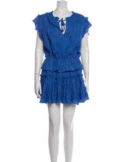Pre-owned Misa Striped Mini Dress In Blue