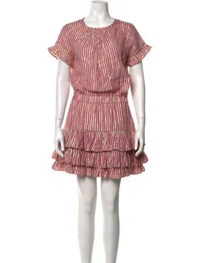 Pre-owned Misa Striped Mini Dress In Red