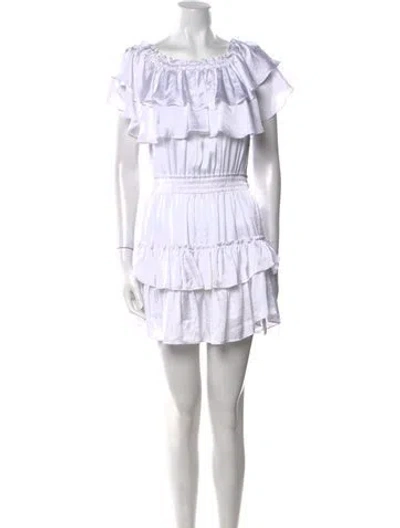 Pre-owned Misa Striped Mini Dress In White