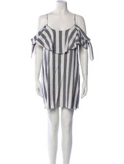 Pre-owned Misa Striped Mini Dress In White