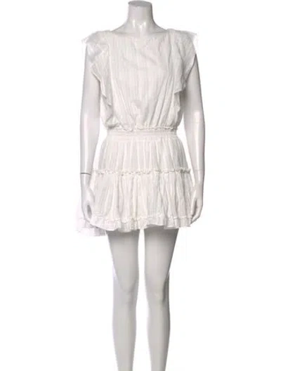 Pre-owned Misa Striped Mini Dress In White