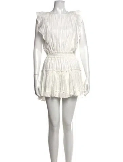Pre-owned Misa Striped Mini Dress In White