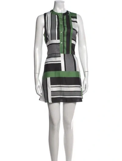 Pre-owned Misa Striped Mini Dress In White