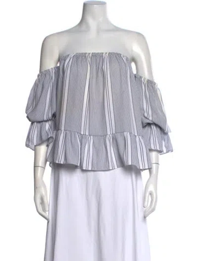 Pre-owned Misa Striped Off-the-shoulder Blouse In Multi