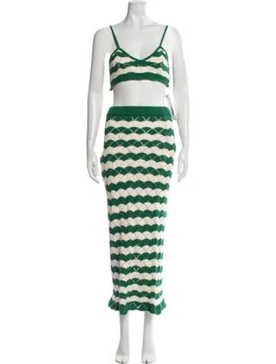 Pre-owned Misa Striped Skirt Set W/ Tags In Green