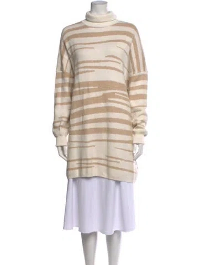 Pre-owned Misa Striped Turtleneck Sweater In Neutral