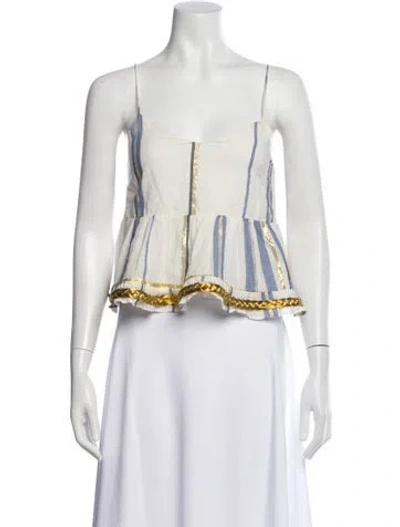 Pre-owned Misa Striped V-neck Top W/ Tags In Blue