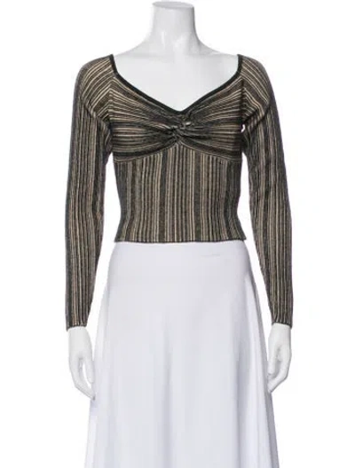 Pre-owned Misa Striped V-neck Top W/ Tags In Multi