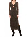 Misa Tamar Midi Dress In Golden Polka Dot Mesh In Multi