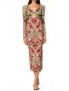 Misa Tamar Midi Dress In Vintage Botanical In Multi