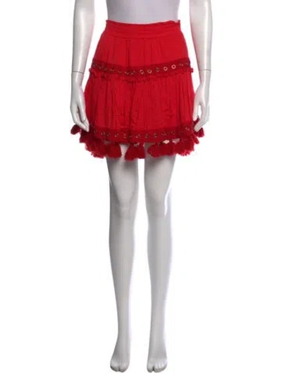 Pre-owned Misa Tassel Accents Mini Skirt In Red