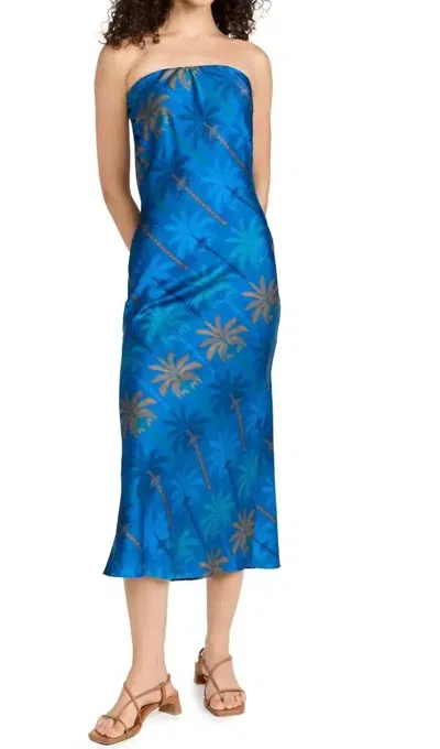 Misa Thara Dress In Cobalt Palms In Blue