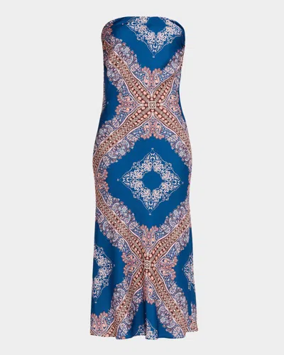 Misa Thara Strapless Midi Dress In Sapphire T