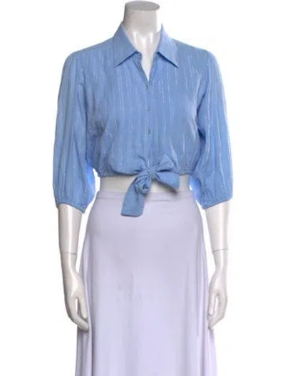 Pre-owned Misa Three-quarter Sleeve Crop Top In Burgundy