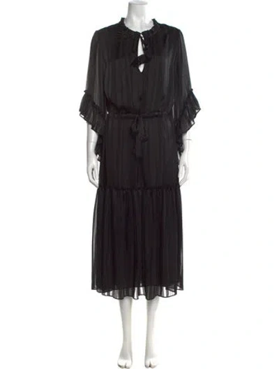 Pre-owned Misa Tie Neck Long Dress In Black