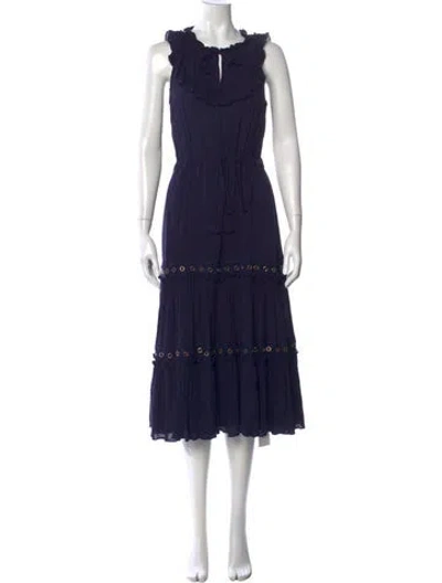 Pre-owned Misa Tie Neck Long Dress In Blue