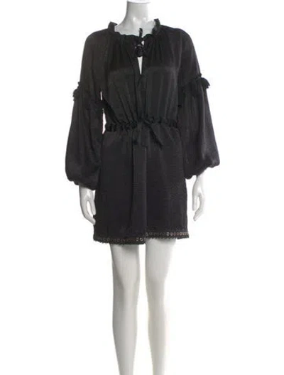 Pre-owned Misa Tie Neck Mini Dress In Black