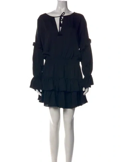 Pre-owned Misa Tie Neck Mini Dress In Black