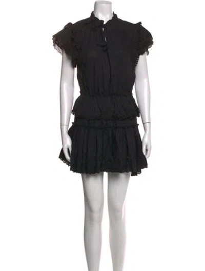 Pre-owned Misa Tie Neck Mini Dress In Black