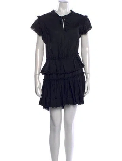 Pre-owned Misa Tie Neck Mini Dress In Black