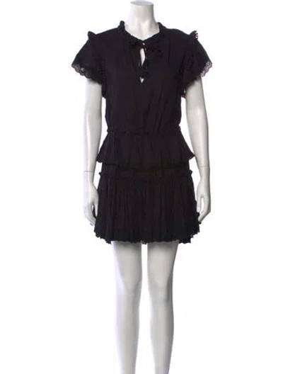 Pre-owned Misa Tie Neck Mini Dress In Black