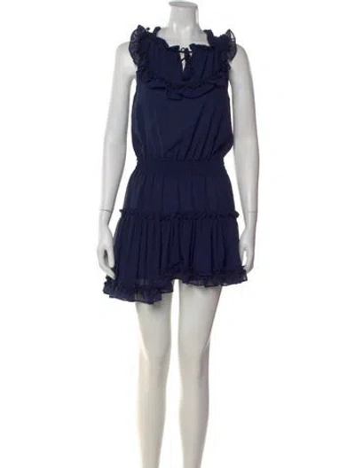 Pre-owned Misa Tie Neck Mini Dress In Blue