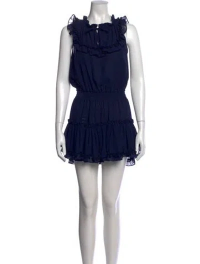 Pre-owned Misa Tie Neck Mini Dress In Blue