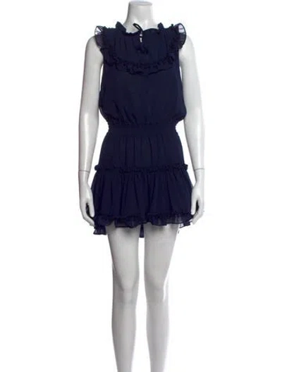 Pre-owned Misa Tie Neck Mini Dress In Blue