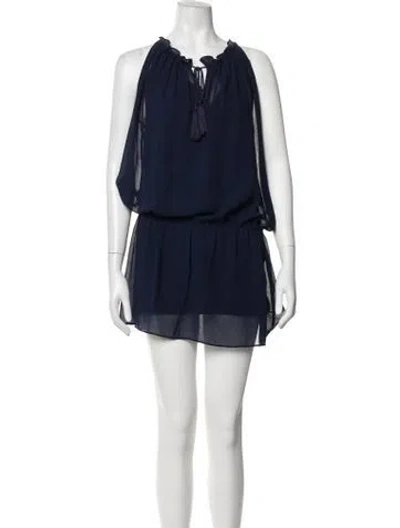 Pre-owned Misa Tie Neck Mini Dress In Blue