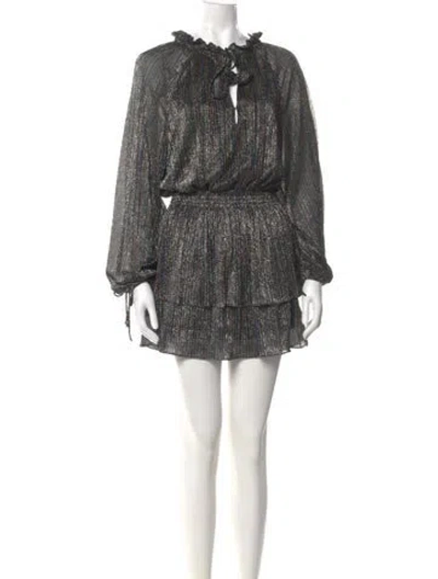 Pre-owned Misa Tie Neck Mini Dress In Gold