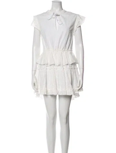 Pre-owned Misa Tie Neck Mini Dress In Metallic/white
