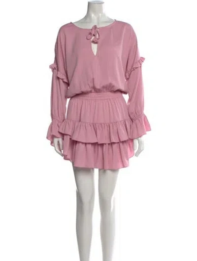 Pre-owned Misa Tie Neck Mini Dress In Pink