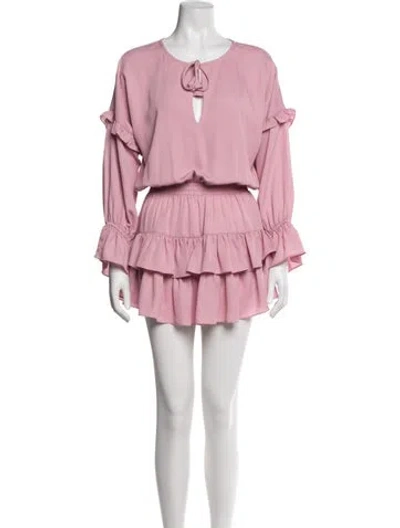 Pre-owned Misa Tie Neck Mini Dress In Pink