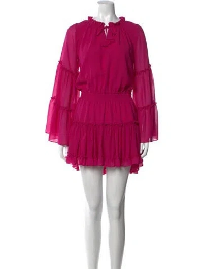 Pre-owned Misa Tie Neck Mini Dress In Pink