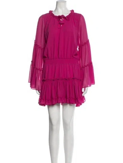 Pre-owned Misa Tie Neck Mini Dress In Purple