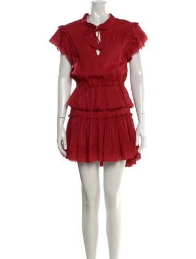 Pre-owned Misa Tie Neck Mini Dress In Red