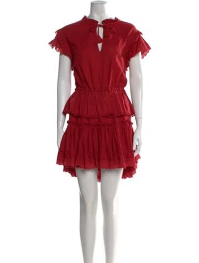 Pre-owned Misa Tie Neck Mini Dress In Red