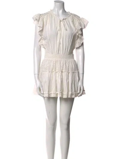 Pre-owned Misa Tie Neck Mini Dress In White