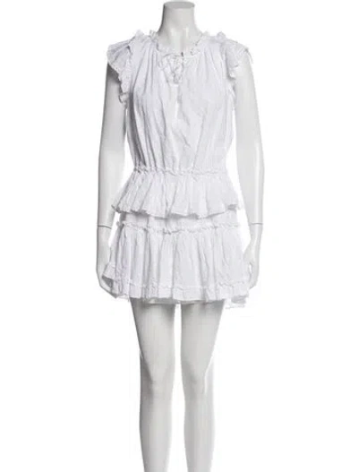 Pre-owned Misa Tie Neck Mini Dress In White