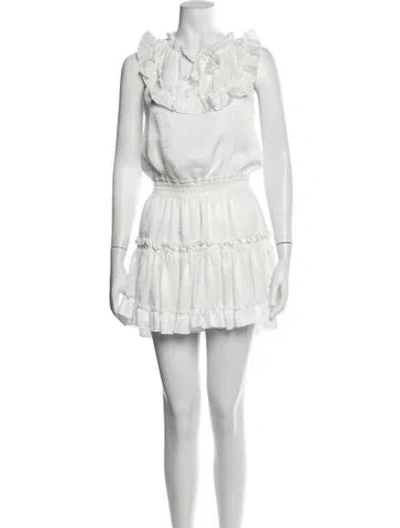 Pre-owned Misa Tie Neck Mini Dress In White