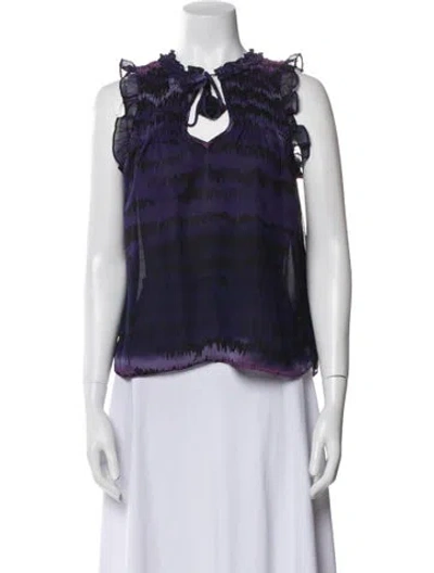 Pre-owned Misa Tie Neck Sleeveless Blouse In Multi