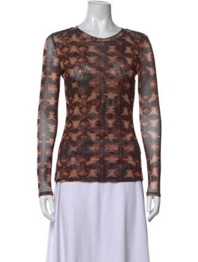 Pre-owned Misa Tie-dye Print Crew Neck Top In Brown
