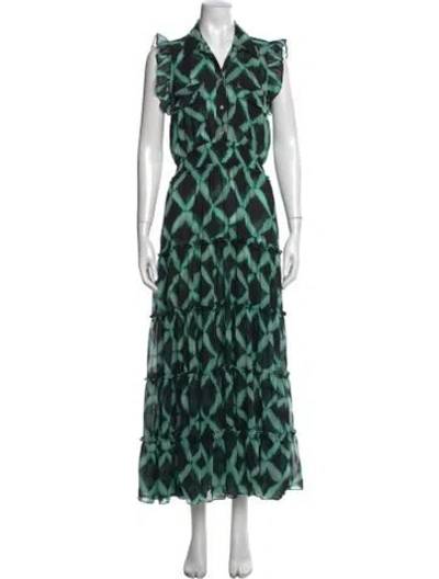 Pre-owned Misa Tie-dye Print Long Dress In Multi