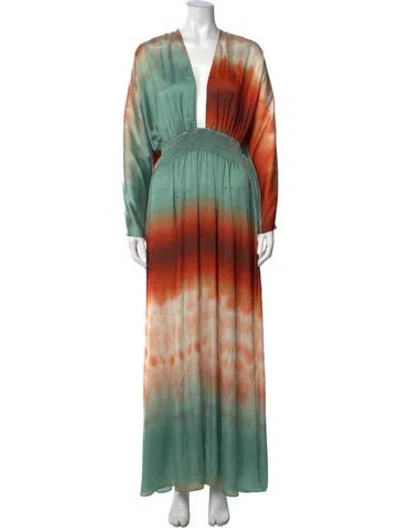 Pre-owned Misa Tie-dye Print Long Dress In Multi